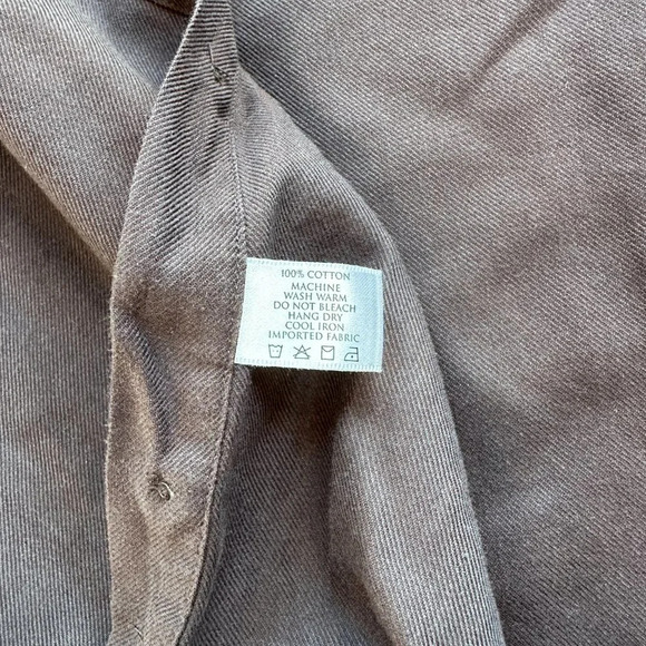 ROBERT TALBOT CARMEL Button Down Shirt with Plaid Contrast Button Placard - L - Picture 4 of 9